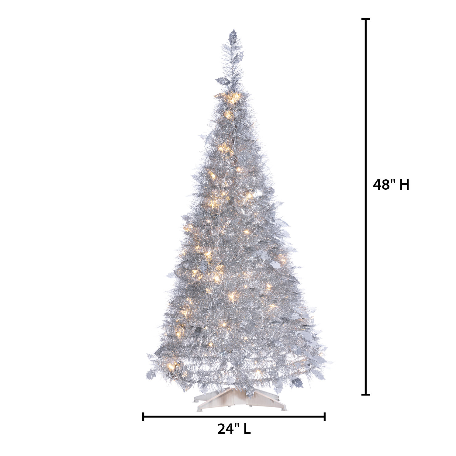 48' Lighted Artificial Pine Christmas Tree, 4'