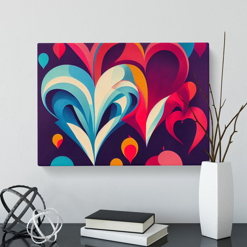 Love Hearts Abstract - Wrapped Canvas, 50cm H x 76cm W x 3cm D