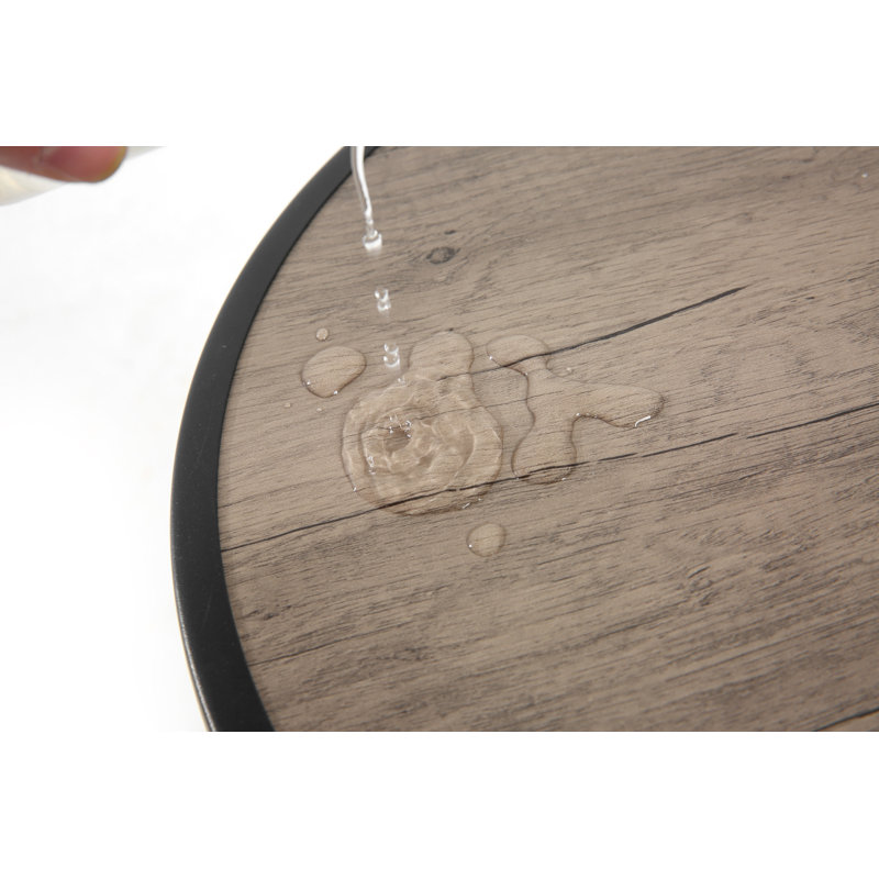 Folding Patio Side Table with Tempered Glass Tabletop