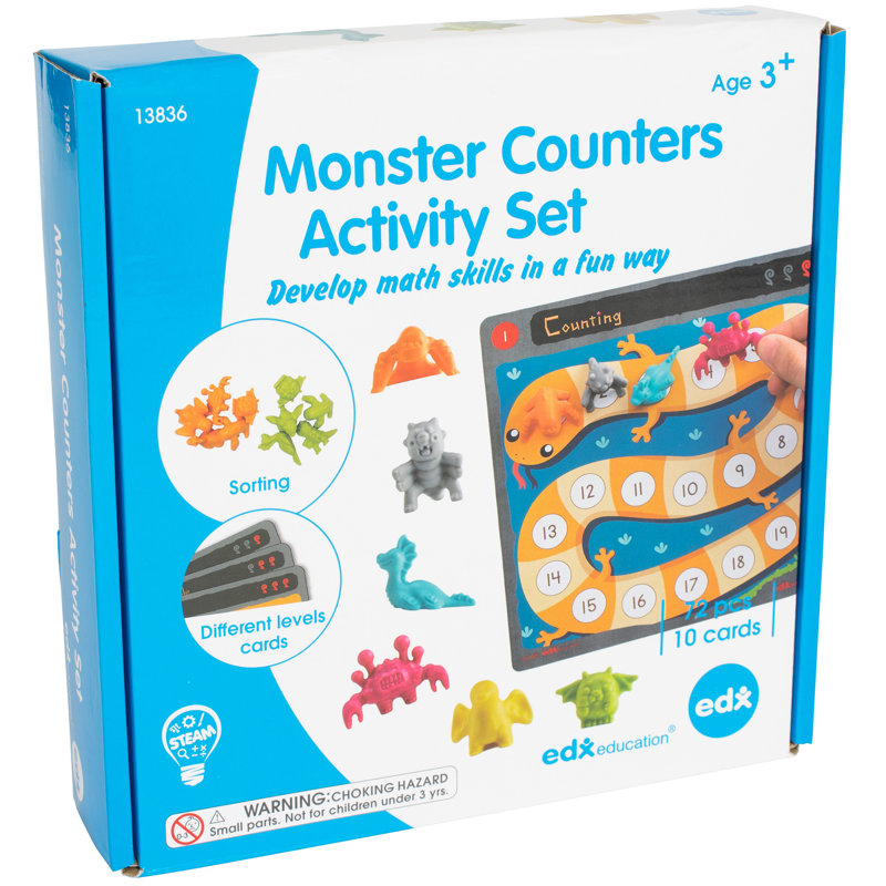 Ensemble d'activités de comptoir monstre avec 10 planches d'activités double face