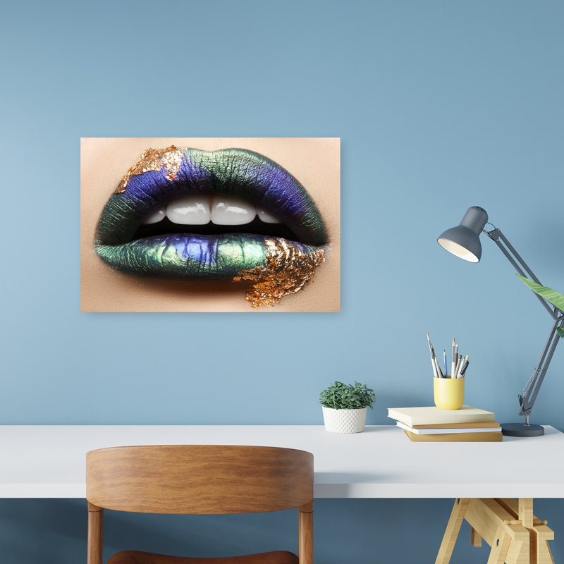 «Lips Bold Dramatic Contemporary», reproduction d'art murale, 12" H x 18" W
