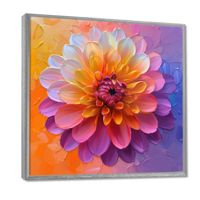 Purple Orange Dahlia Summer Bloom - Dahlia Wall Art Print