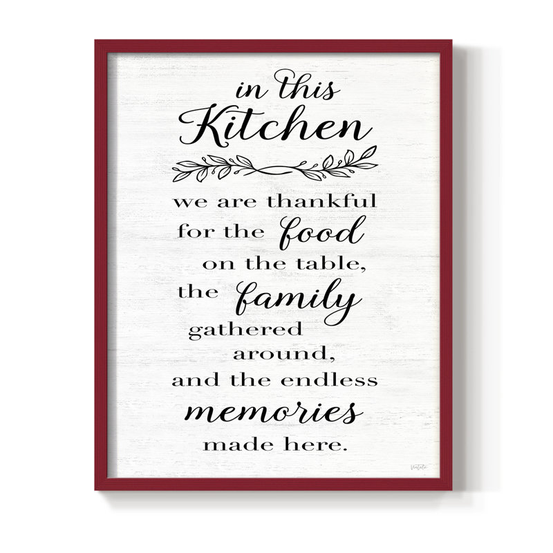 Dans cette cuisine, reproduction encadrée - bois massif, H 11 po x l 9 po, Rouge