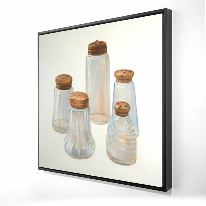 Toile rétro salière et poivrière | Décoration de cuisine grise, H 25,25 po x l 25,25 po