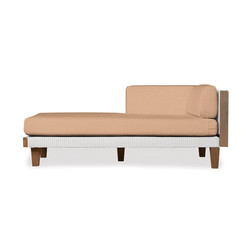 Catalina Outdoor Teak Chaise Lounge, White, Beach Navy