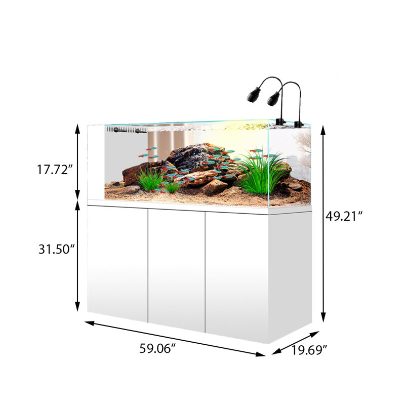 Grand aquarium blanc 59,06 po, 49.21" H x 59.06" W x 19.69" D