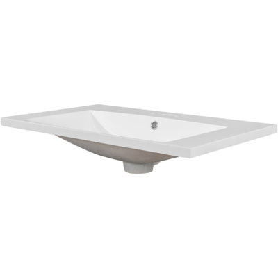 Lavabo de salle de bain en céramique blanche de 20 pouces - rehausse le charme, avec une surface lisse pour une désinfection facile, un robinet pré-percé, une sensation d'installation durable et attrayante, un entretien, une sélection de poignées