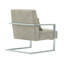 Chaise d'appoint moderne Xenith avec revêtement en lin gris et pieds en acier inoxydable brossé