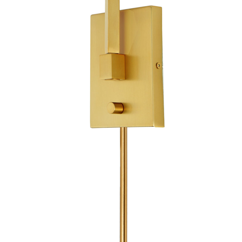 Kelaysia Plug-in Swing Arm Sconce, Satin Brass