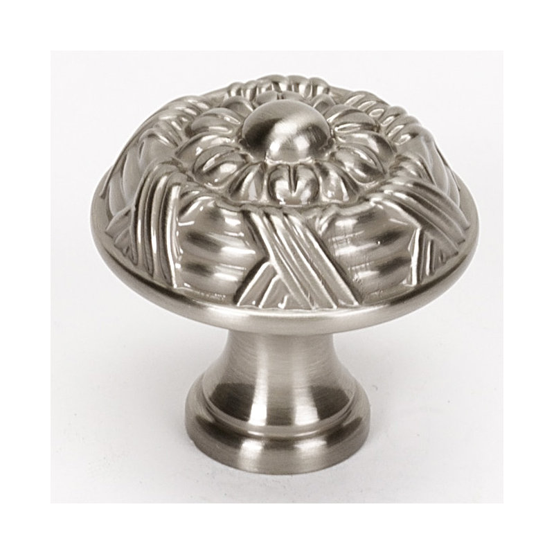 Ribbon And Reed Mushroom Knob, Satin Nickel