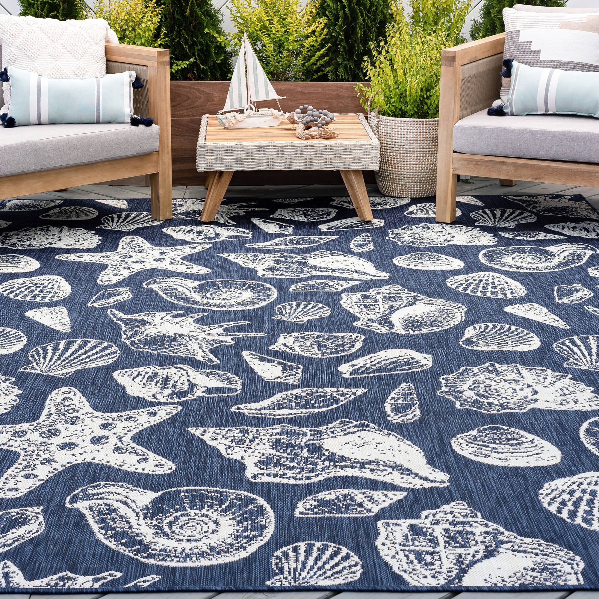 Nara Flatweave Navy Indoor / Outdoor Area Rug