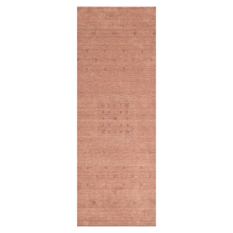 Simi Hand Knotted Cotton/Wool Southwestern Area Rug, Peach, Runner 2'6" x 8'