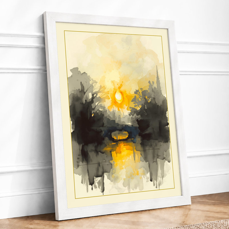 City Light Ascending Modern - Framed Print, A2 - 59.4 x 42.0 cm, White