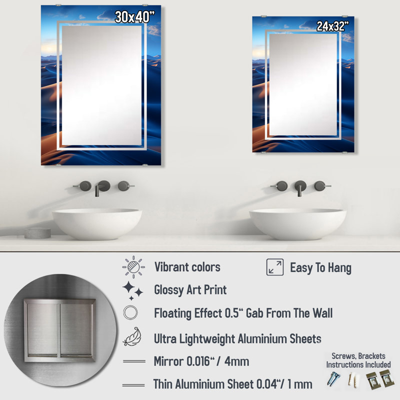 Azor - Miroir mural désertique MIR140877, 32 po x 24 po