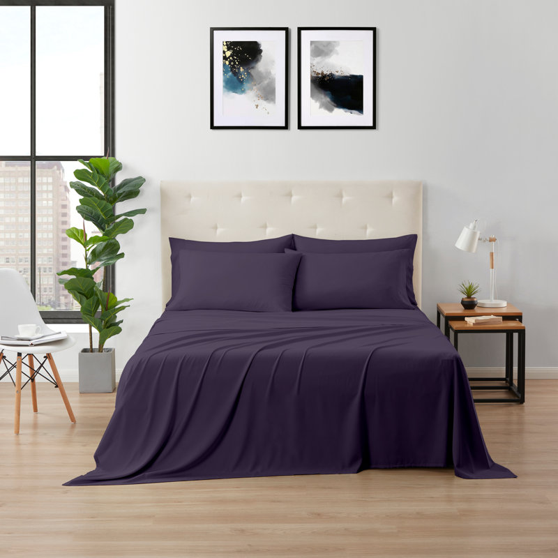 Ensemble de draps 6 pièces Kathy Ireland , Ensemble de draps pour taille de lit double avec s, Aubergine