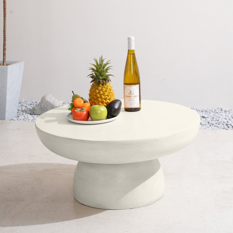 Table ronde avec base piédestal Fayette, Crème