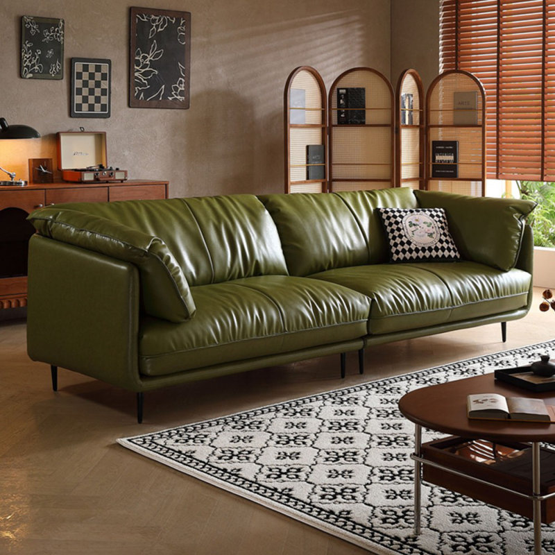 Canapé modulaire 94,49 po en cuir véritable vert, H 33,46 po x l 110,24 po x P 39,37 po, 4