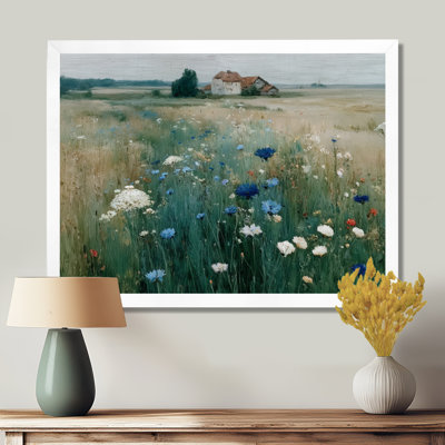 «Farmhouse In The English Meadows», art mural encadré campagne