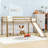 Twin Wood Low Loft Bed With Built-In Ladder And Slide-2126280287