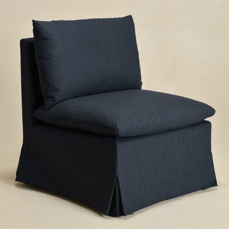 Crampton Performance Fabric Down Fill Slipcover Side Dining Chair, Indigo