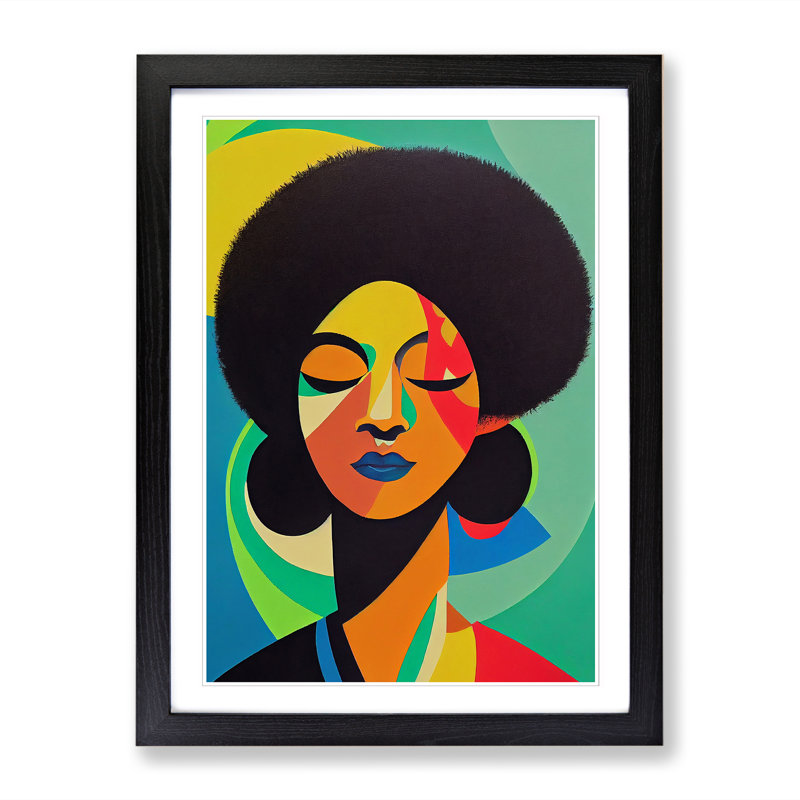 CAN-V0523-2931X Woman With Afro Abstract Vol.1 - Wrapped Canvas Print, 46cm H x 34cm W x 2cm D, Oak
