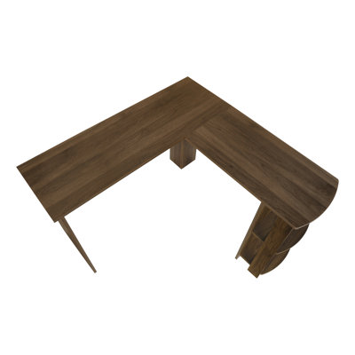 Computer Desk, Home Office, Corner, Storage Shelves, 48"L, L Shape, Work, Laptop, Brown Laminate, Contemporary, Modern