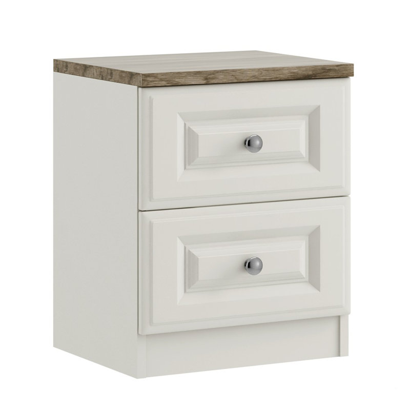 Fairbourne 47cm W Manufactured Wood Bedside Table, White/Smoked