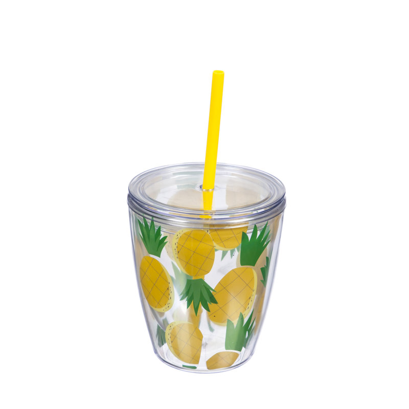 Culbuteur de voyage d’ananas avec paille