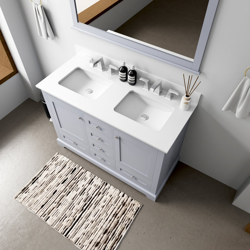 Dukes 48 in. W x 22 in. D Double Bath Vanity, Dark Gray, White Cultured Marble