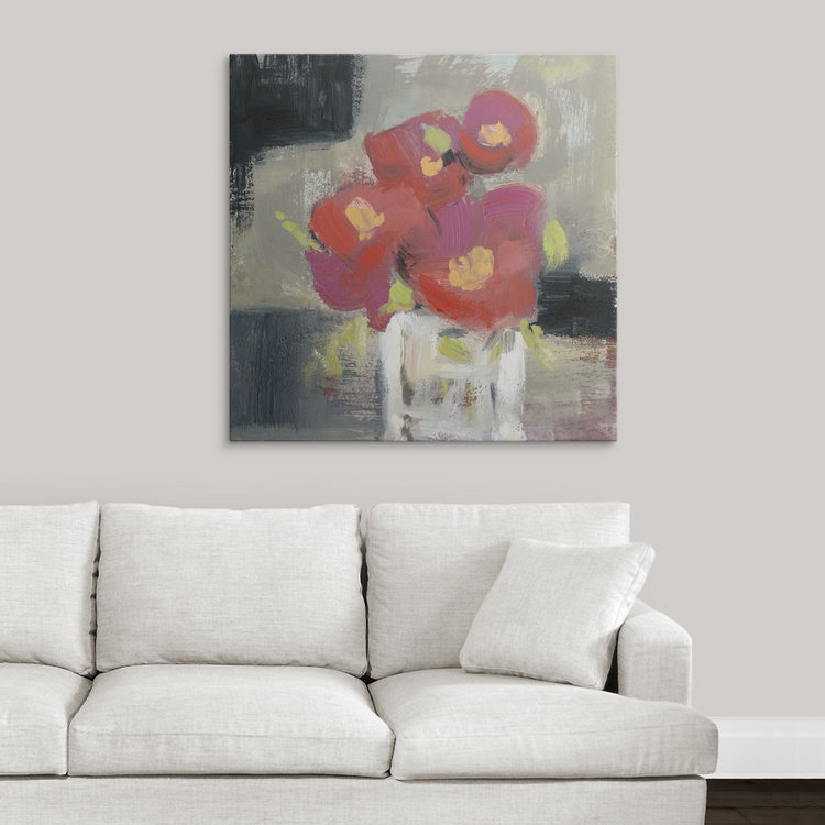 « i » jennifer de la peinture, reproduction d’art Rose Bud Vase, H 35 po x l 35 po x P 1,5 po, Toile