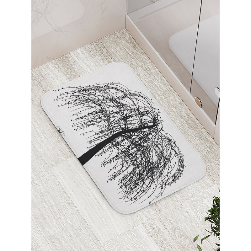 East Urban Home™ Bath Mat, Non Slip Backing, 30.2" x 20", Black White Yellow
