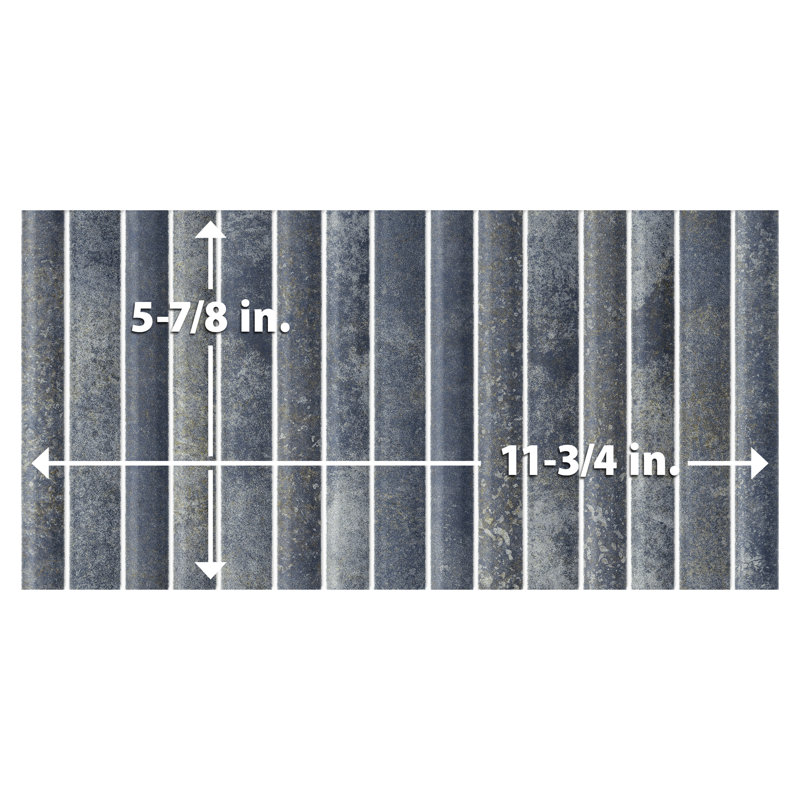 Rubik 5-7/8"x11-3/4" Fluted Ceramic Wall Tile, Gray
