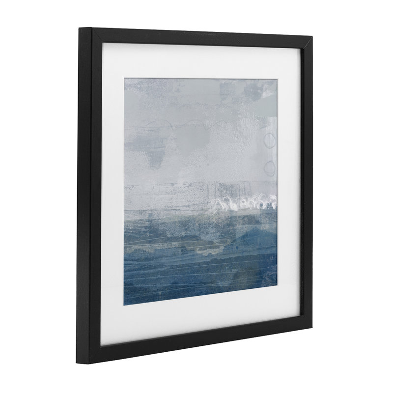 «Ocean Tide», reproduction abstraite encadrée sous verre, conception de Dan Meneely, H 13 po x l 13 po, Cadre noir minuit