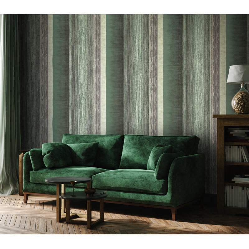 Adonea Poseidon Smooth Metallic 33' L x 21" W Wallpaper Roll, Woody Green