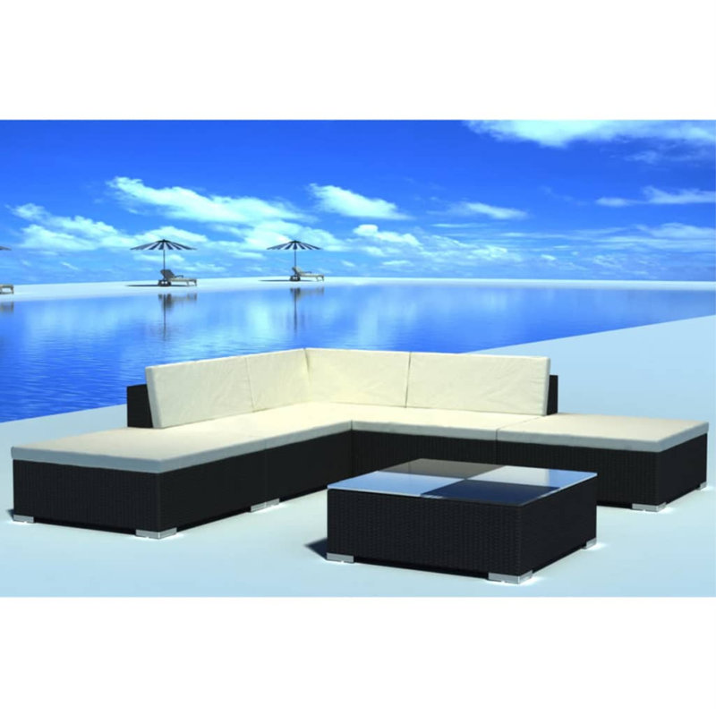 Rounds Sofa Seating Group with Cushions, Black, Cream White