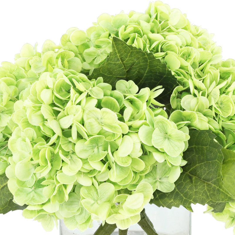 Arrangement de faux hortensias dans un vase, Vert clair