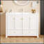 Meuble-lavabo blanc 48 po avec lavabo en résine et rangement abondant, portes et tiroirs à fermeture en douceur pour une élégance moderne-1120015764