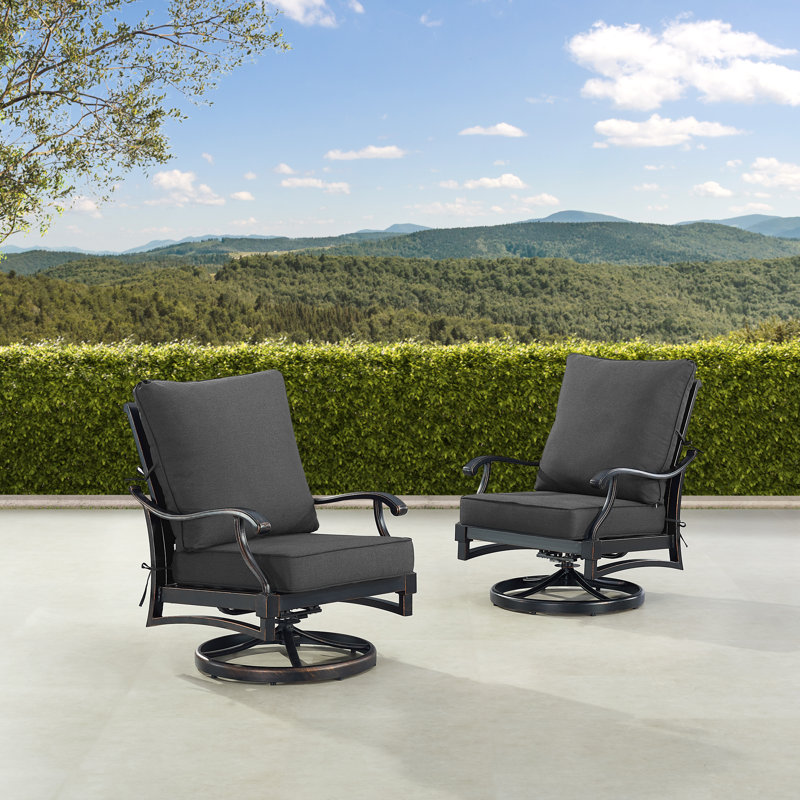 Clarissa Swivel Aluminum Outdoor Lounge Chair, Black