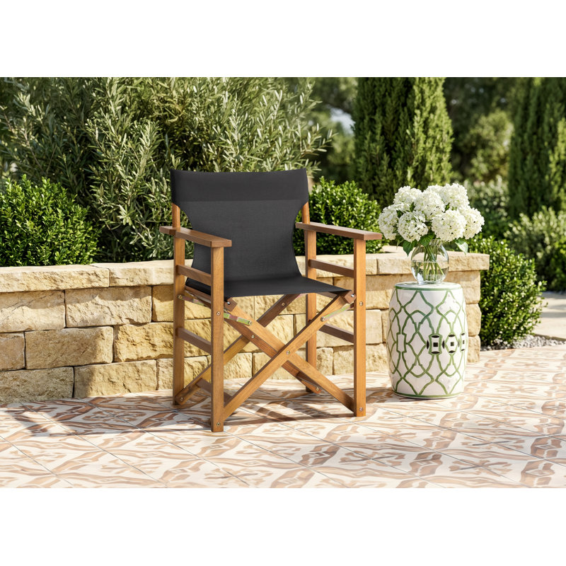 Chaise de réalisateur pliante en bois massif, Noir