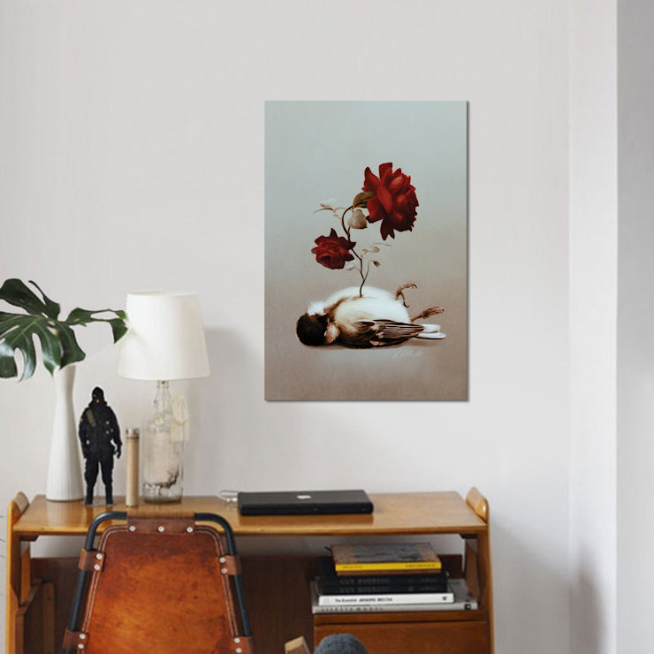 « âme oiseau », impression sur toile, H 40 po x l 26 po x P 1,5 po, Toile tendue