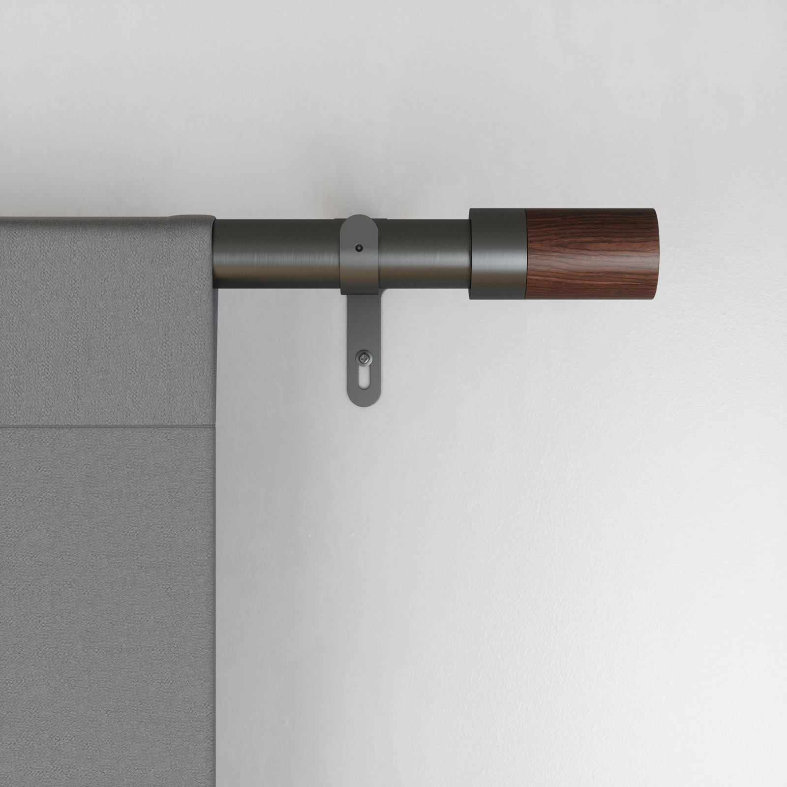 Blok 1" Adjustable Single Curtain Rod, Includes Finials, Brackets & Hardware, 36" H x 72" W x 4'' D, Gun Metal
