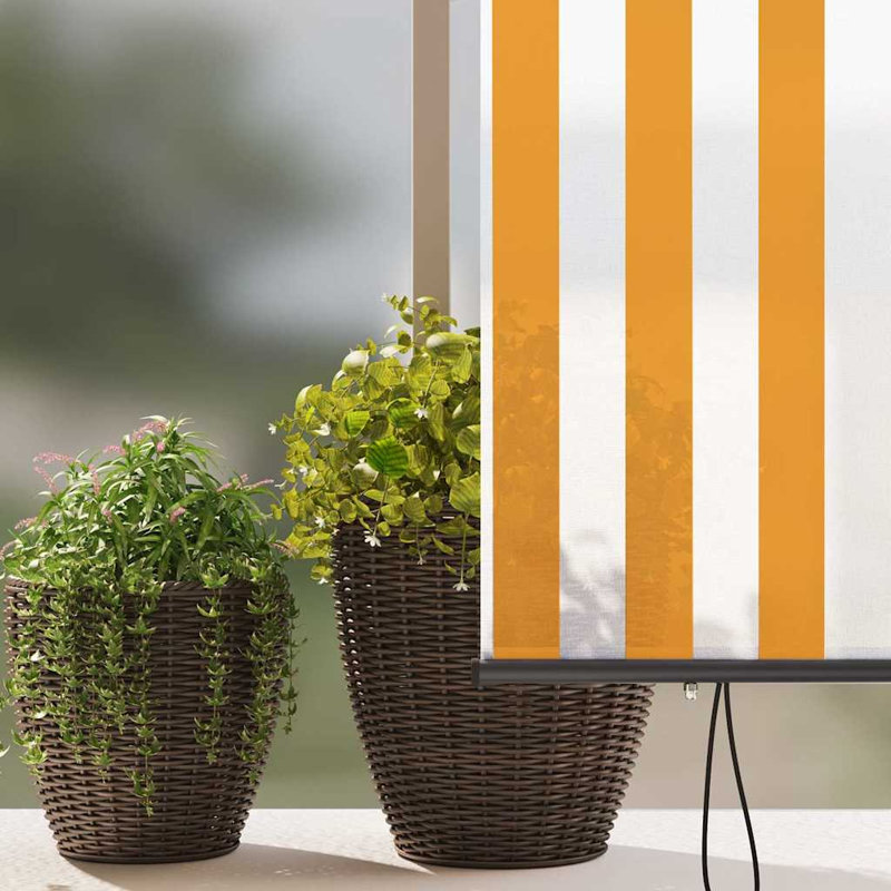 Vidaxl Outdoor Roller Blind Striped Fabric, Orange/white, 250cm L x 220cm W