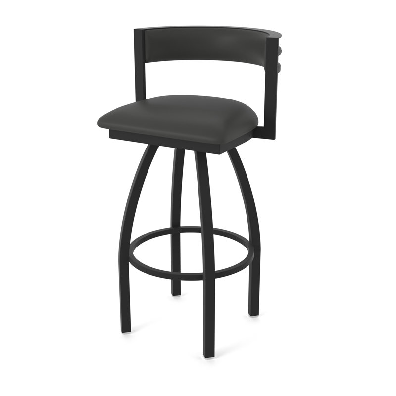 Tabouret Artémis, Noir froissé, Tabouret de bar (siège d'une hauteur de 30 po), Vinyle - fer Canter