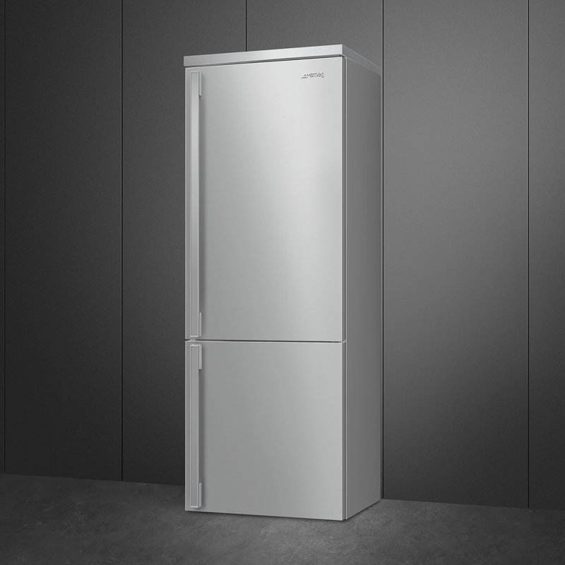 SMEG Portofino 27.7" Bottom Freezer Refrigerator 16.26 cu. ft., Left Handed, Stainless Steel