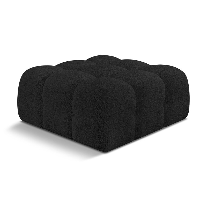 Repose-pieds standard carré de 34 po de large Ames, Tissu bouclé noir
