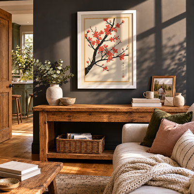 Moonlit Cherry Blossom Japandi - Framed Print