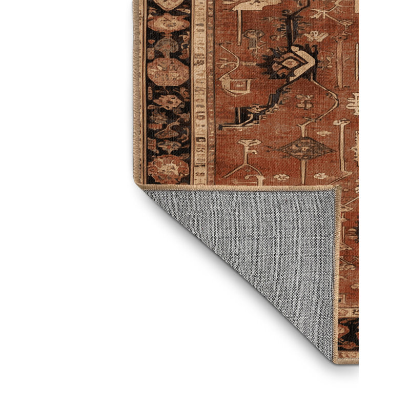 Tapis brun lavable à la machine, Rond 3 pi