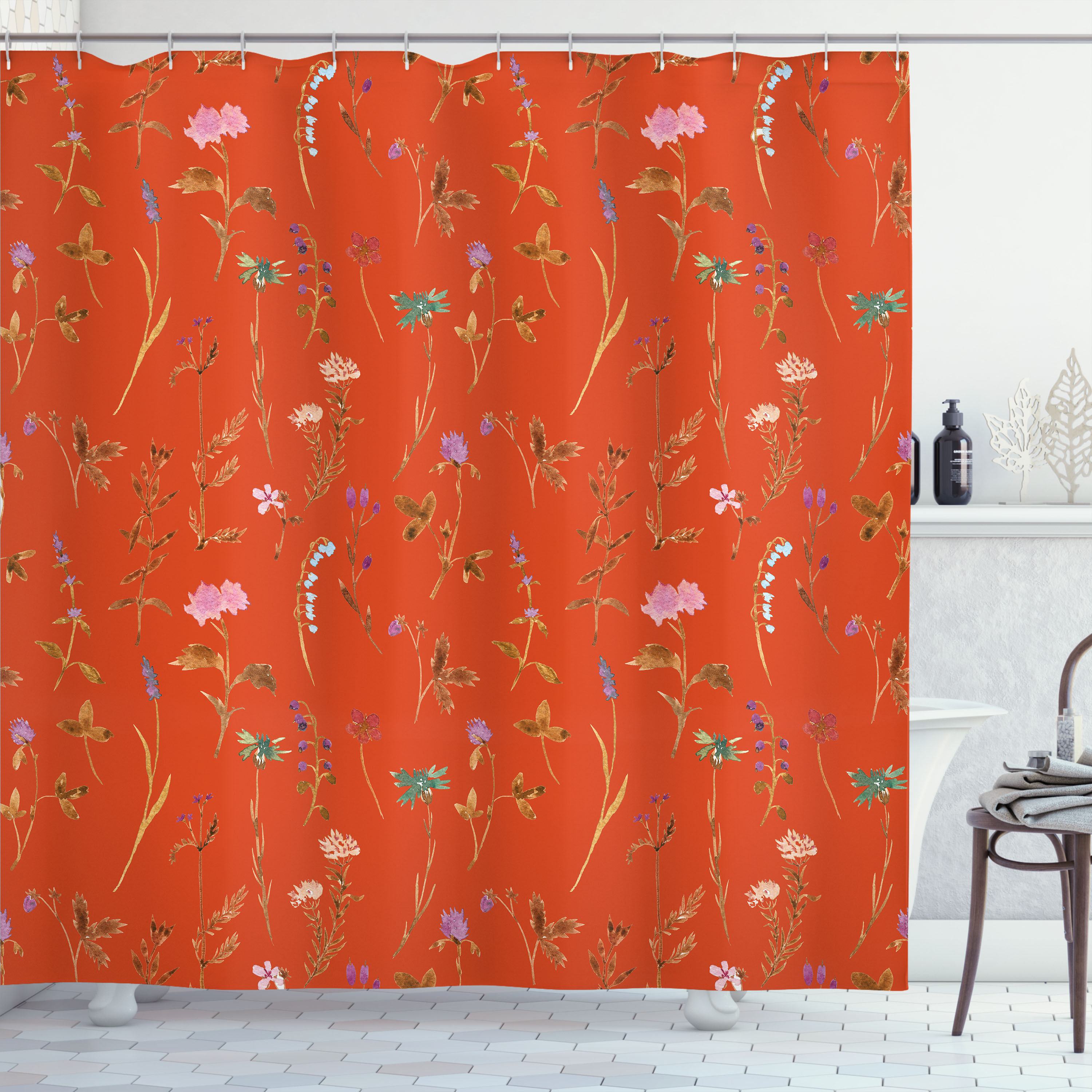 Ambesonne Floral Shower Curtain with Hooks Included | Wayfair