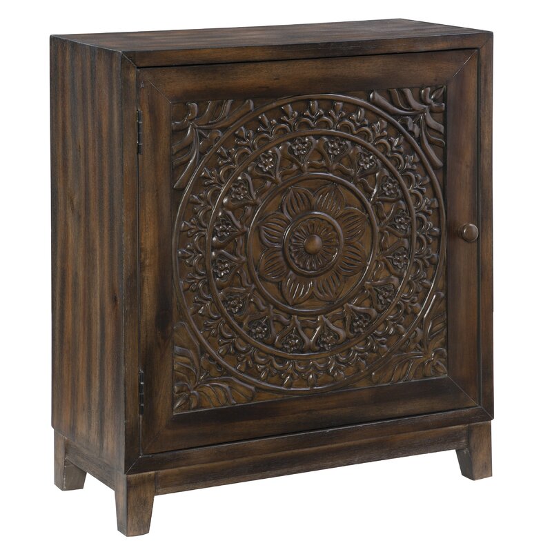 Mistana™ Dix Solid Wood Carved Detail Accent Cabinet & Reviews | Wayfair