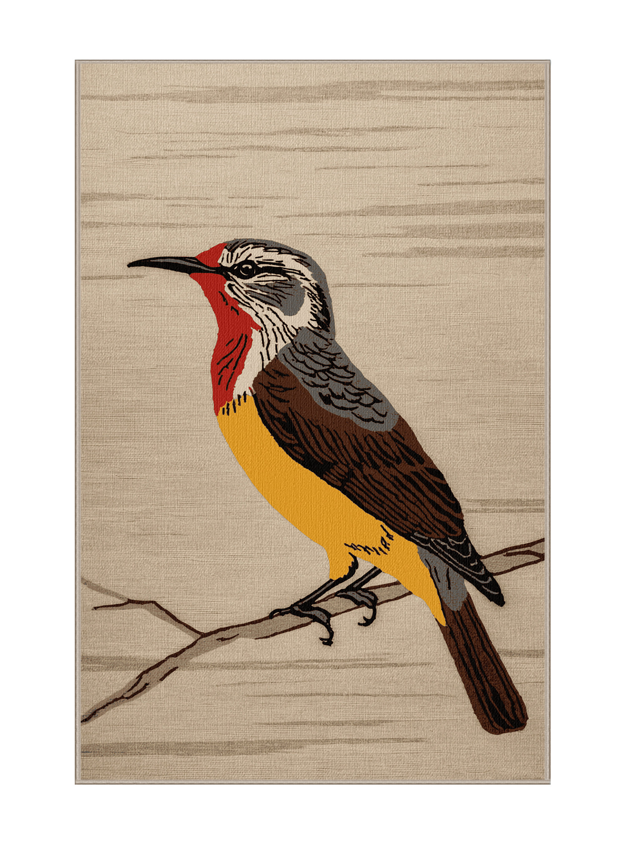 Bright Bird Rug Hokku Designs Washable Red Wattlebird Birds Area Rug | Wayfair